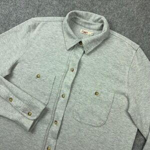 Faherty Legend Sweater Shirt Womens Small Gray Stretch Casual Button Up Flannel
